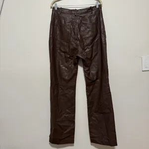 House of CB Inaya Chocolate Brown‎ Stretch Vegan Leather Trousers Size Large thumbnail 7
