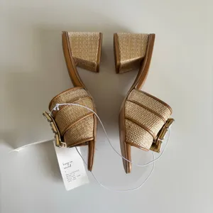 A New Day Kathleen Raffia Glam Buckle Block Heel Slide Sandals Womens Size 6 NEW thumbnail 5