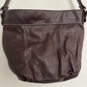Genuine Leather Patchwork shoulder bag. A standout stunner! Brown thumbnail 7