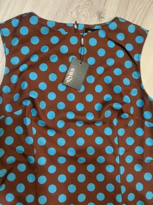 MOOYIUS Sleeveless Brown Midi‎ Dress with Light Blue Polka Dots thumbnail 4