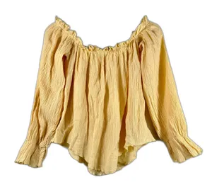 Vintage USA Cotton Gauze Prairie Peasant Blouse Off Shoulder Boho Top S thumbnail 1