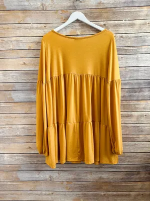 Shop Basic USA Dress Women’s Size XL Gold Mini Long Sleeve V-Neck NWOT thumbnail 2