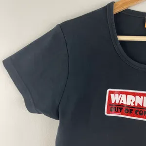 Oopsy Daisy Vintage Y2K 2000’s Black Warning! Out Of Control Tee thumbnail 3
