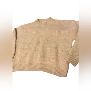 FRNCH Paris Cream Textured Heart Knit Crewneck Sweater Medium thumbnail 12