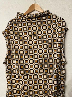 NWT Anthropologie Geometric The Maya Ruched Cowl-Neck Dress Printed Mini 2X thumbnail 8