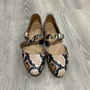 Madewell Alina Mary-Jane Ballet Snakeskin Leather Flats Size 6 thumbnail 3