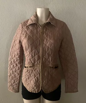 Tommy Hilfiger Women’s M Quilted Jacket Tan Brown Diamond Full Zip Lightweight thumbnail 1