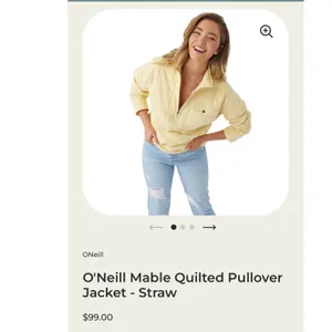 O'Neill Quilted Quarter Zip Pullover Jacket Butter Yellow Mock Neck XL thumbnail 6