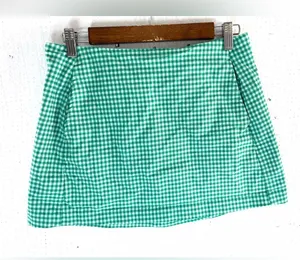 Urban Outfitters M Gingham Check Pocketed Mini Skirt in Kelly Green thumbnail 1