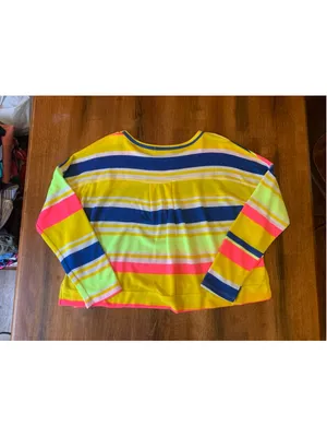 Peach Love California Top Small Bright Multi Color Stripes thumbnail 6