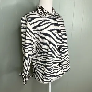 Painted Pony Black White Zebra Print Leopard Cuffs Button Up Stylish Jacket S thumbnail 7