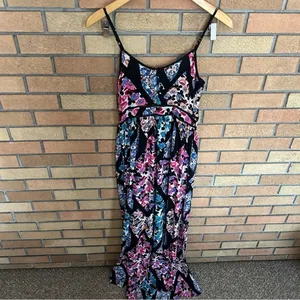 Topshop Blue Pink Purple Floral Flowy Maxi Dress w/ Slit Women’s Size 4 thumbnail 5