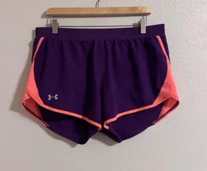 Under Armour Purple Women's Athletic Shorts with Coral Trim thumbnail 1