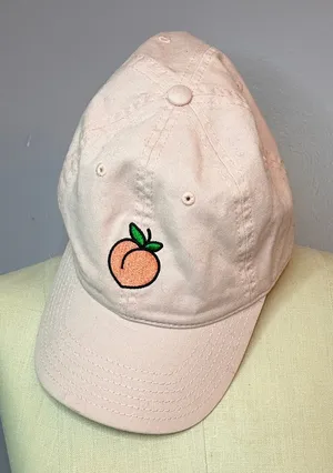 Mighty Fine Baseball Cap Embroidered with  Peach Emoji adjustable strap back NEW thumbnail 1
