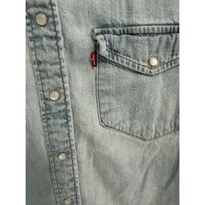 Levi's Western Cotton Blue Denim Button Down Shirt Pearl Buttons Festival thumbnail 5