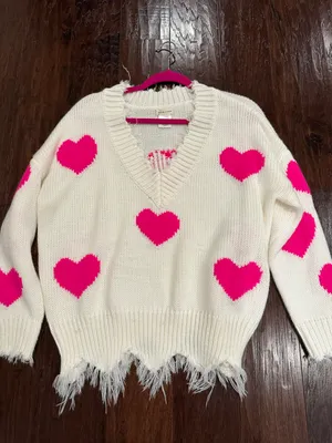 Pink And White Heart Sweater  thumbnail 2