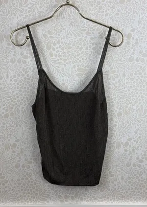 White Fox Metallic Gray Knit Adjustable Strappy Tank Top - Size - XL thumbnail 1
