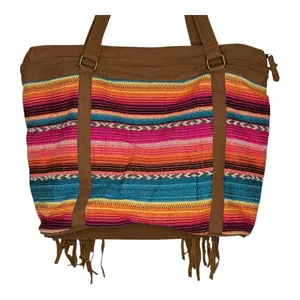 Tote Bag Womens Large Multi-Color Serape Western Boho Longhorn Fringe‎ Hippie thumbnail 13