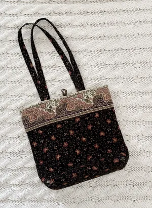 Vera Bradley Retired Black Walnut Floral Tote Bag with Paisley Trim thumbnail 1