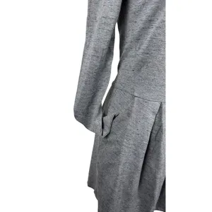 Wilfred Aritzia Womens Gray Knit Mini Dress Size 8 Pleated Long Sleeve Fit Flare thumbnail 6