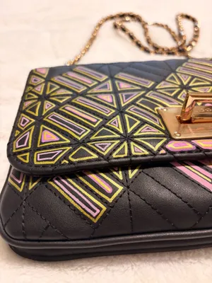 Custom designer quilted purse Black thumbnail 2