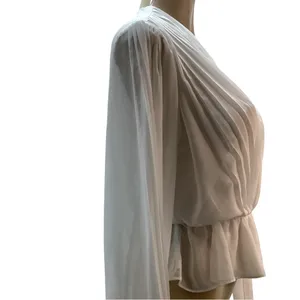 Express Size Small White Sheer Criss Front Long Sleeve Blouse. Preloved thumbnail 2