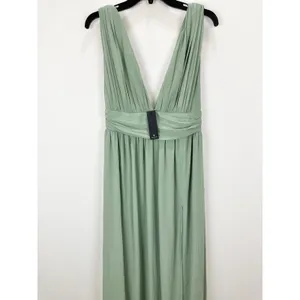 Lulus Heavenly Hues Sage Brush Maxi Dress Chiffon Bridesmaid Formal Medium NWT thumbnail 7