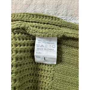 Olive Green Mock Neck Ribbed Knit Sweater Dress Long Sleeve Raglan L thumbnail 5