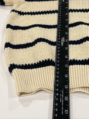 NEW Vero Moda Vmazing VNeck Pullover Cream & Navy Stripe Knit Crop Sweater sz XL thumbnail 5