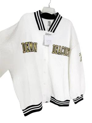 NWT Gameday Couture Wake Forest Demon Deacons Cable Knit Varsity Jacket White XL thumbnail 5