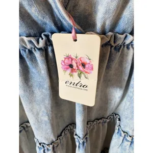 Entro Women Light Acid Wash Denim Tiered Mini Dress V-Neck Sleeveless Large NWT thumbnail 2