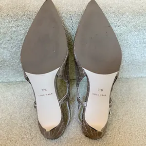 Cole Haan Julianna Low Sling Beige Crock Print‎ Career Slingback Heels size 7.5 thumbnail 8