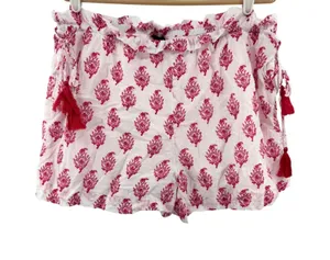 Roller Rabbit x Target side tie beach pull on White Fuchsia Floral Print shorts thumbnail 1