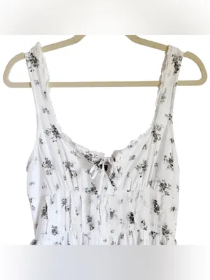 NWT AE Corset Floral Midi Dress White Medium American Eagle Maxi Sleeveless thumbnail 3