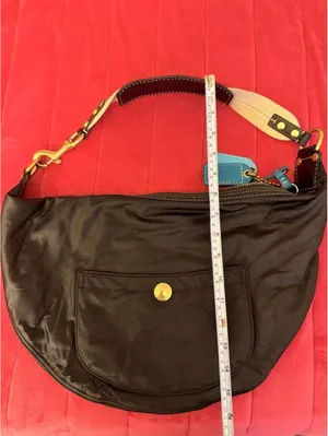 Black Vintage Coach Hamptons Satin Nylon Crescent Hobo Bag 2005 thumbnail 2