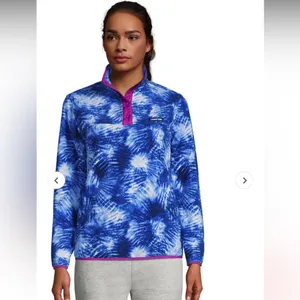 NWT LANDS' END Fleece Henley Pullover Jacket thumbnail 2