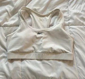 Reebok Sports Bra Womens Large L White Wireless Padded Workout‎ Yoga thumbnail 1