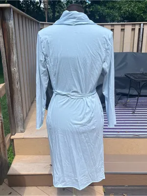 Skin Organic x Andreea Ali Ice Blue Double Layer Pima Cotton Robe Size 1/Small thumbnail 5
