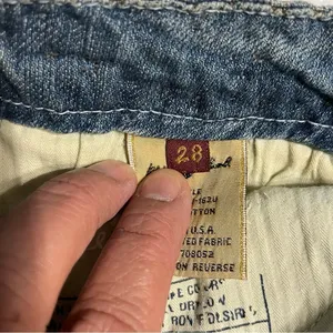 7 For All Mankind Flare Sz 28 Blue Studded Waist Distressed dark Havana jeans thumbnail 11