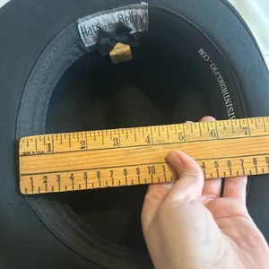 NWT Hats in the Belfry Belfry Bartolo Black Merino Wool Felt Fedora Hat Size XL thumbnail 10