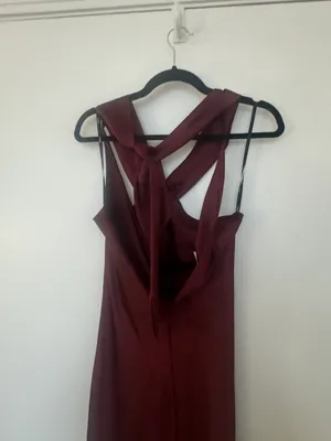 Burgundy Draped twist halter tie back gown Red Size XXS thumbnail 5