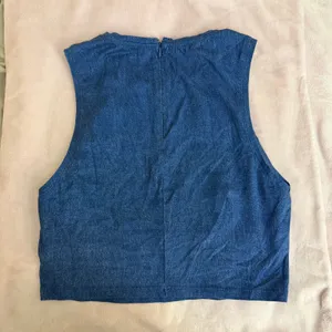 Alice + Olivia Reggie Muscle Crop Tank Top Denim Print Size Small Lightweight‎ thumbnail 12