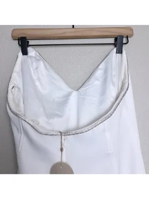 NWT Meshki Suiting Mini Dress XL White Diamante Rope Crystal Trim Strapless thumbnail 12