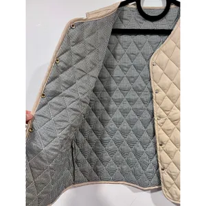 Boutique Vintage Style Beige Quilted Vest Women's Size L Floral Embroidery Pockets thumbnail 5