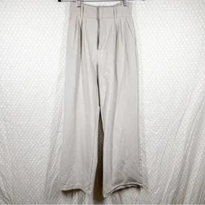 Abercrombie & Fitch Cream High Rise Pleated‎ Wide Leg Trouser Pants thumbnail 2