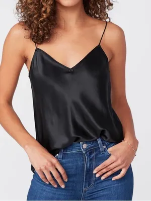 Paige 100% silk tank size small black thumbnail 1