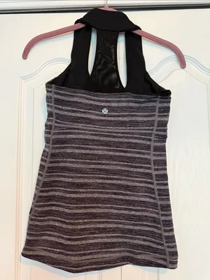 lululemon athletica Scoop Neck Tank - Black Stripes Galore/Black thumbnail 2