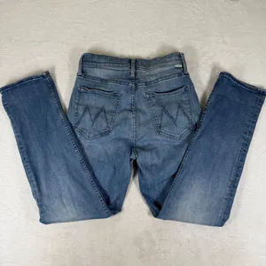 Mother Denim Blue High Rise Button Fly Slim Straight Leg Jeans Size 27 thumbnail 2