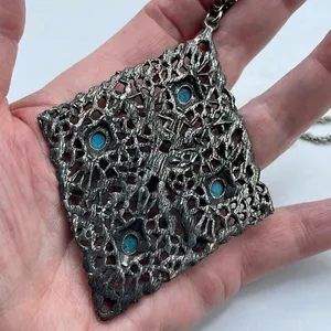 Vintage 70’s boho faux turquoise 24” necklace. thumbnail 4