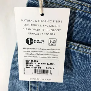 Etica Womens Cassel Ultra High Barrel Jeans Button Fly Rigid Bluestone Wash 27 thumbnail 5
